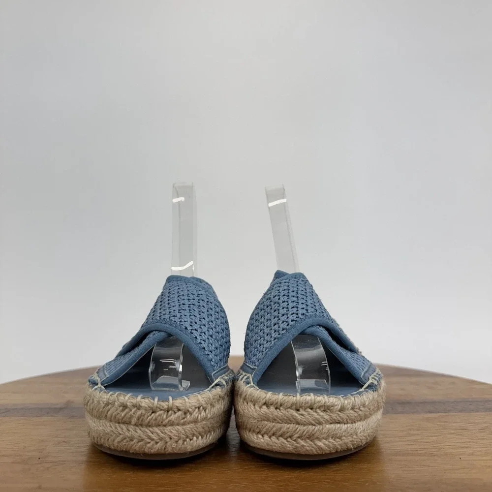 New Womens Franco‎ Sarto Pamala Blue Wedge Strappy Open Toed Sandals Size 5.5 M